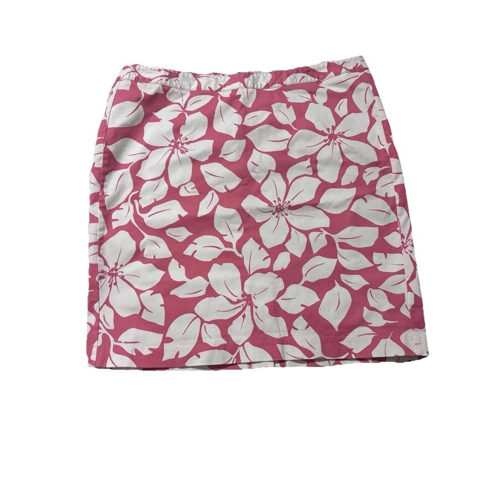 Y2K Old‎ Navy Pink White Hibiscus Floral Pencil Skirt Coconut Girl Tropical S 14